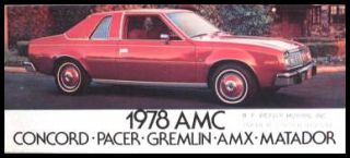 1978 American Motors AMC Brochure AMX Pacer Gremlin