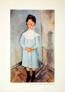   Girl Blue Portrait Amedeo Modigliani Fashion Dress Child Bow
