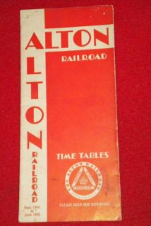 Scarce Excellent Alton Railroad Public Timetable Sept 1944 to June 