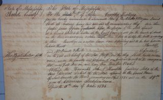 Scarce 1825 Amite Mississippi Court Summons Judge John Hampton Hurst 