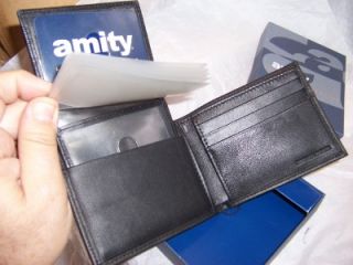 amity passcase genuine leather billfold wallet black