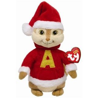 Ty Beanie Babies Plush Alvin & The Chipmunks ALVIN With Red Christmas 