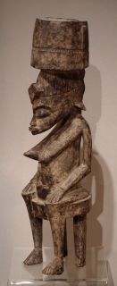 C1950 African Sculpture Seated Female Fertility Figure Senufo Baule 