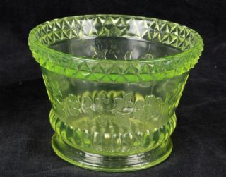 L507 Adams Co Wildflower Waste Bowl 2 Goblets in Canary Vaseline 