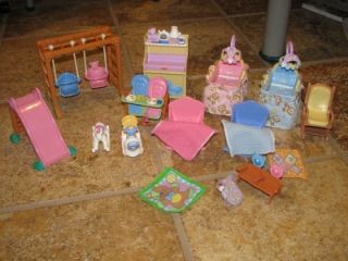 Huge Lot Fisher Price Loving Family Dollhouse Furniture People 80 