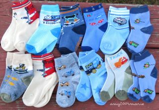 New 12 Pair 1 Dozen Colorful Baby Boys Crew Socks Size 18 24 Months 