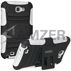 Amzer Hybrid Kickstand Case For Samsung Galaxy Note SGH I717   Black 