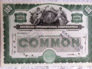 American International Corp, Stock Certificate, Collectible 