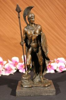 Signed Milo Roman Legion Soldier Bronze Sculpture Art Deco Figurine 