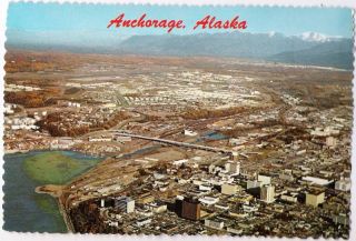 Postcard Anchorage Alaska Aerial View 1977