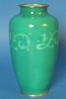 Fine Ando 7 Musen Jippo Cloisonne Vase Emerald Green