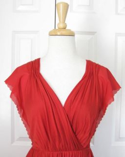 Stunning 3.1 PHILLIP LIM Red Cap Sleeve Draped Grecian Dress Sz XS