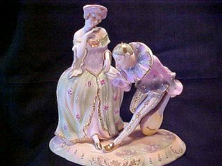 1940s ANDREA SADEK Bisque Porcelain HARLEQUIN COLUMBINE Figurine 