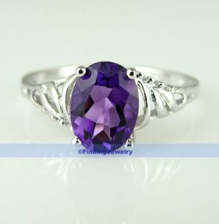 Fancy 1 2ct Oval Purple Amethyst Silver Ring Size 6 3 4 Christmas Gift 