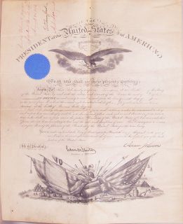 1862 President Andrew Johnson Civil War Military Appointment Document 