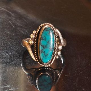 Vintage Bell Trading Co. Navajo Kingman Turquoise Sterling Silver Ring 