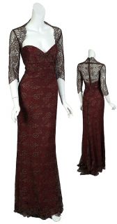 Elegant Amsale Lace Overlay Evening Dress Gown 14 New