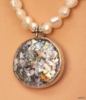 New Angie Olami Roman Glass Pearl Pendant Necklace