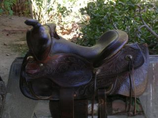 Vintage R E Donaho San Angelo Texas Tooled 14 1 2 Western Saddle RARE 
