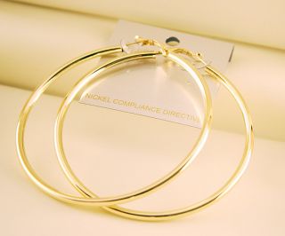 90mm Celebrity Gold Plated Huge Hoop Circle Earrings
