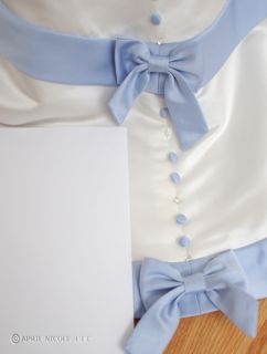 Alfred Angelo 2014 Ivory & Blue Satin Strapless Flared Wedding Dress 