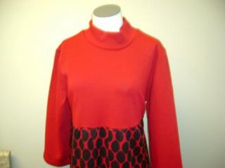 Nina Leonard Jacquard Knit Mockneck Empirewaist Dress M