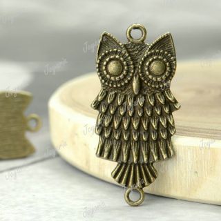 15pcs Antique Bronze Owl Animal Links Cpnnector fit necklace 38x19mm 