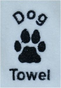 dog animal towel grommet hook embroidered paw print
