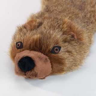 Grriggles Unstuffies Mongoose Plush Dog Toy 2 Squeaker Tug Fetch