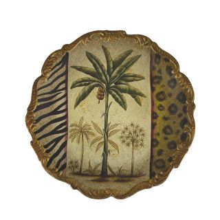 Set of 4 Tropical Palm Tree Motif Decorative Plates