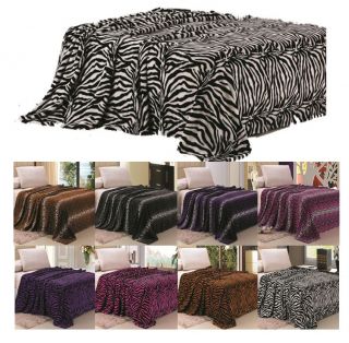 Animal Prints Blanket Leopard Zebra 4 Colors Twin Full Queen King 