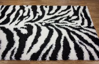 shag shaggy area rug 4 x 6 zebra soft dense pile