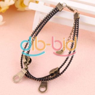   Metallic Statement Adjustable Bronze Zipper Anklets Bracelet
