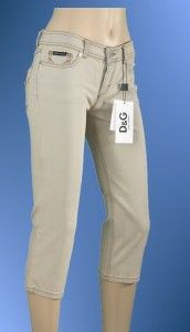New Dolce Gabbana D G Ladies Logo Denim Cotton Capris Jeans Pants 31 