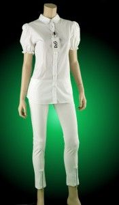   Franchi Celyn B White Stretch Cropped Zipped Capri Pants 44 10