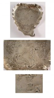 Dutch Antique SIlver PIN DISH. Embossed With Courting Couple Scene 