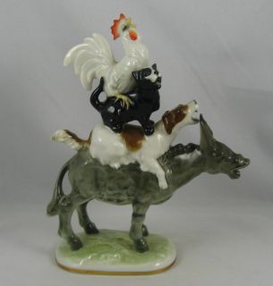 Hutschenreuther MUSICIANS OF BREMEN Donky Cat Dog Rooster Figurine