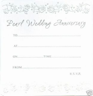 30th Pearl Wedding Anniversary Party Invitations 3009