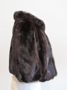 Vintage 1950s Dark Black Brown Dillards Mink Stole Cape Fur s M 