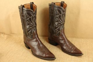 Tony Lama Mens Vintage Antelope Leather Western Pointed Toe Cowboy 