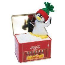 Anna Lee Coca Cola 5 Penguin with A Coke in Coca Cola Box Ice Cold 