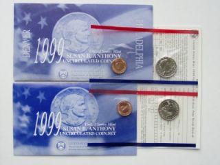 coinsandscents store 1999 susan b anthony proof dollar 2 coin mint set