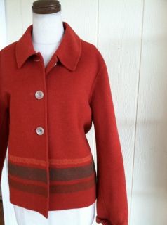 ANNE KLEIN NEW YORK Angora Wool Blend Southwest Stripe Jacket Coat L 
