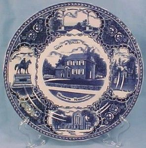 VIEWS OF VALLEY FORGE BLUE TRANSFERWARE PLATE Wow
