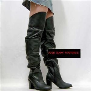 Anne Michelle Goth Knee High Cuffed Thigh Moto Boots 6