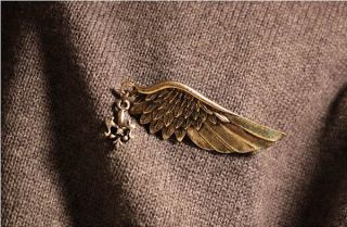  New Retro Angel Wings Pins Brooches DIY Bronze Golden 