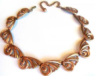   Signed STUNNING COPPER OPENWORKS CHOKER NECKLACE ESTATE JEWELRY