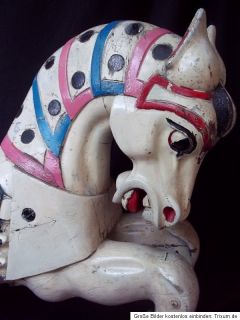 ANTIQUE CAROUSEL HORSE USA 1930s CIRMES KNIGHT´S HORSE WOOD