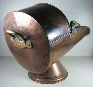 C1900 Antique Victorian English Copper Ash Coal Bucket Fire Fireplace 