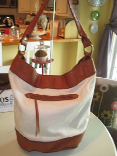 Lucky Brand Road Child X  Large Leather/Canvas Bucket Bag/Boho 